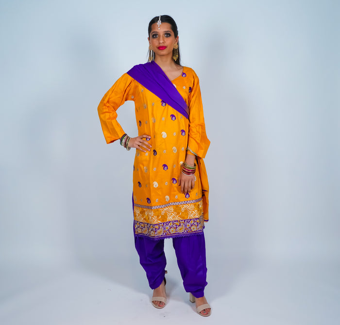 Light Orange RK 7648A Chanderi Silk Unstitched Suit – Zaribari